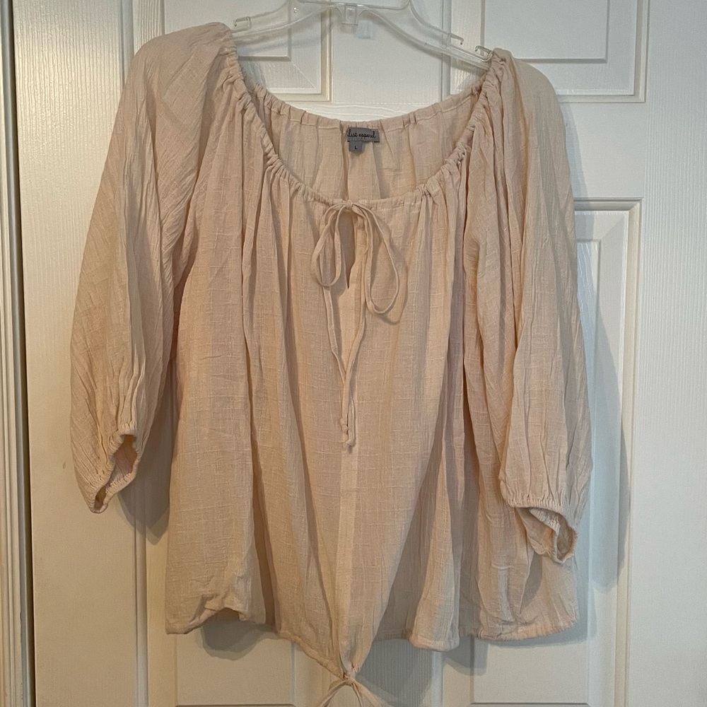 CREAM GAUZE BLOUSE WITH TIES